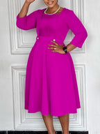 Plus Size Square Neck Pleated Dress