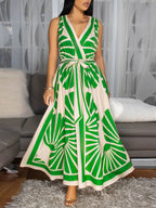 Boho Print Cross Back Maxi Dress