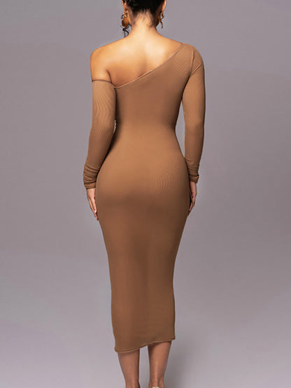 One Shoulder Ruched Maxi Dress