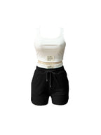 Letter Print Crop Tank Top Shorts Sets
