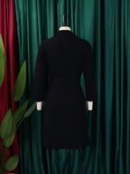 Belted Blazer Pleated Midi Dress