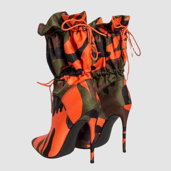 Camouflage Mid-Calf High-Heel Boots