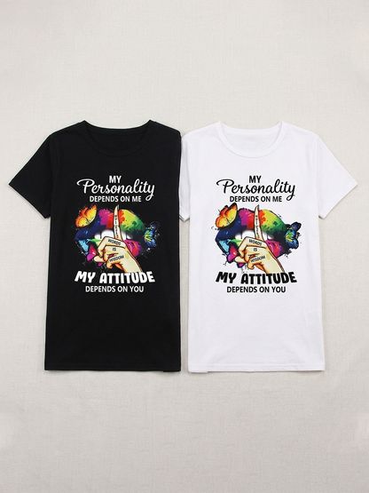 Letter Print Casual Short Sleeve T-Shirt