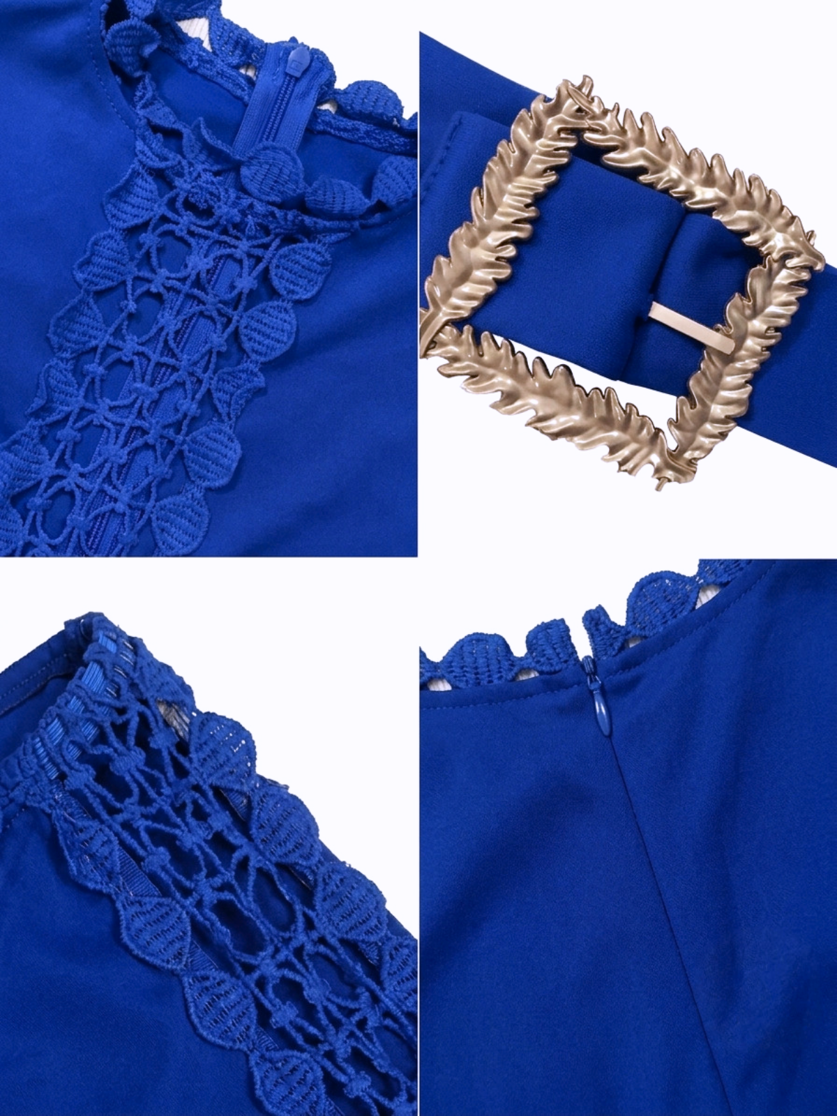 Lace Trim Belted Long Sleeve Jumpsuit