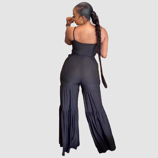 Conjunto camisola cruzada y pantalón acampanado