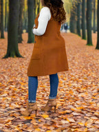 Chaquetas tipo chaleco con botones sin mangas y solapa de color liso