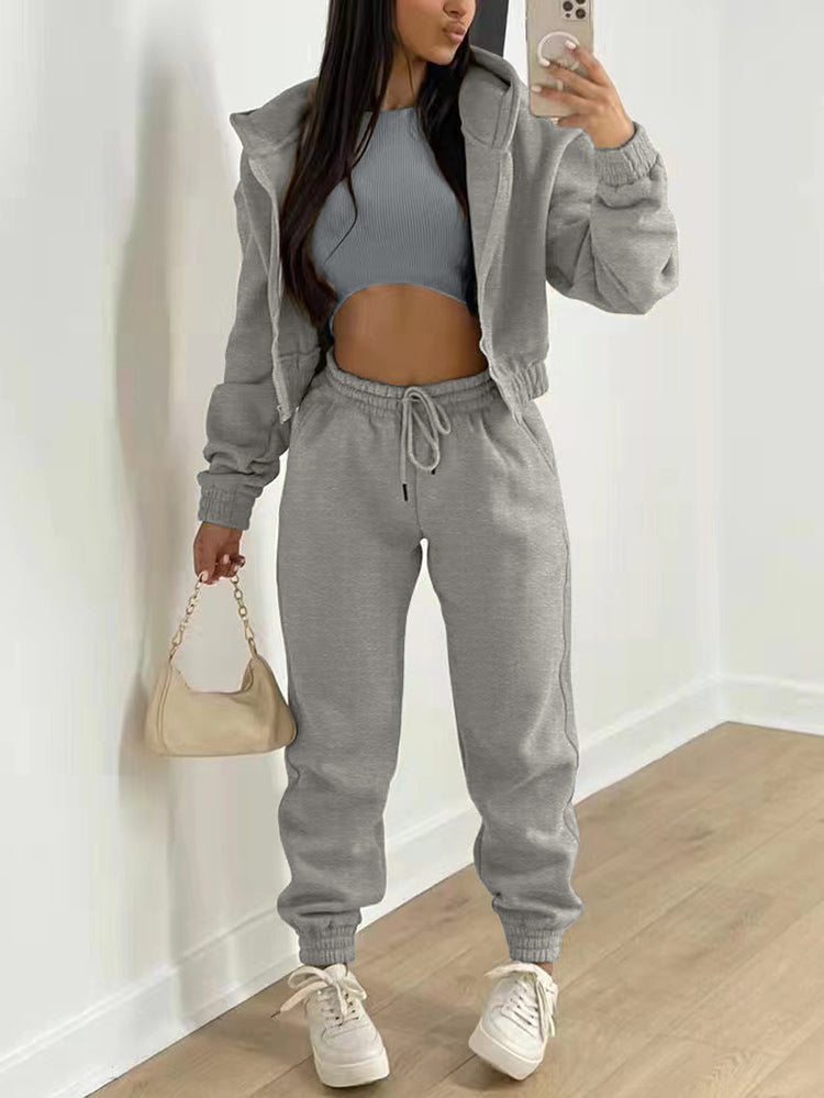 Three Pieces Vest and Hoodie and Pants Set