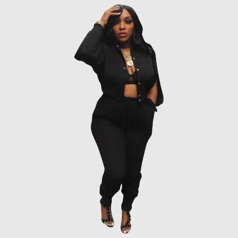 Conjunto de pantalón con cordón y top ahuecado con solapa