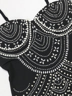 Strappy Rhinestone Mesh Maxi Dress