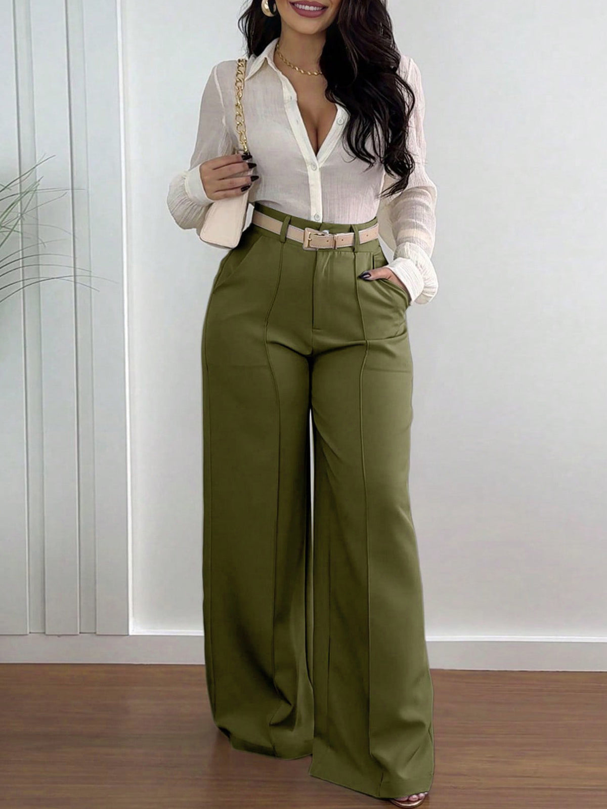 High Waist Straight Leg Pants