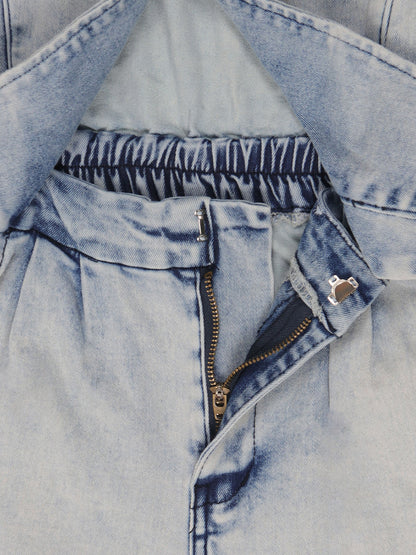Sleeveless Elastic Waist Denim Romper