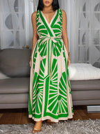 Boho Print Cross Back Maxi Dress