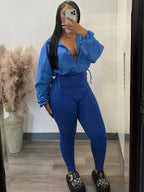 Two Piece Long Sleeve Jacket Skinny Pants