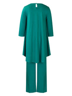Asymmetric Hem Top Wide Leg Pants Set