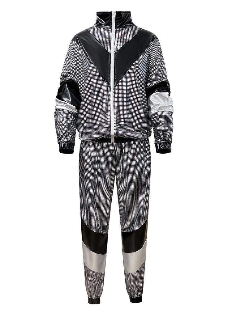 Halloween 80s Disco Glitter Jacket Pants Sets