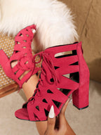 Peep Toe Cutout Heel Sandal Boots