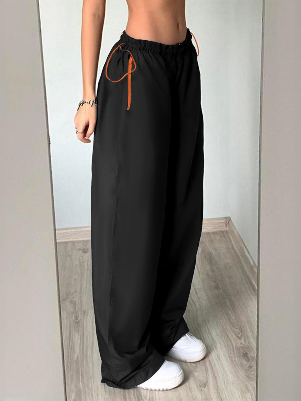 Elastic Waist Cargo Wide Leg Pants