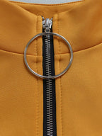 High Low Irregular Zipper Front Tunic Top