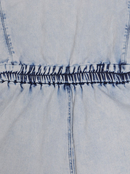 Sleeveless Elastic Waist Denim Romper