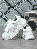 Thick Sole Breathable Mesh Lace-Up Sneakers