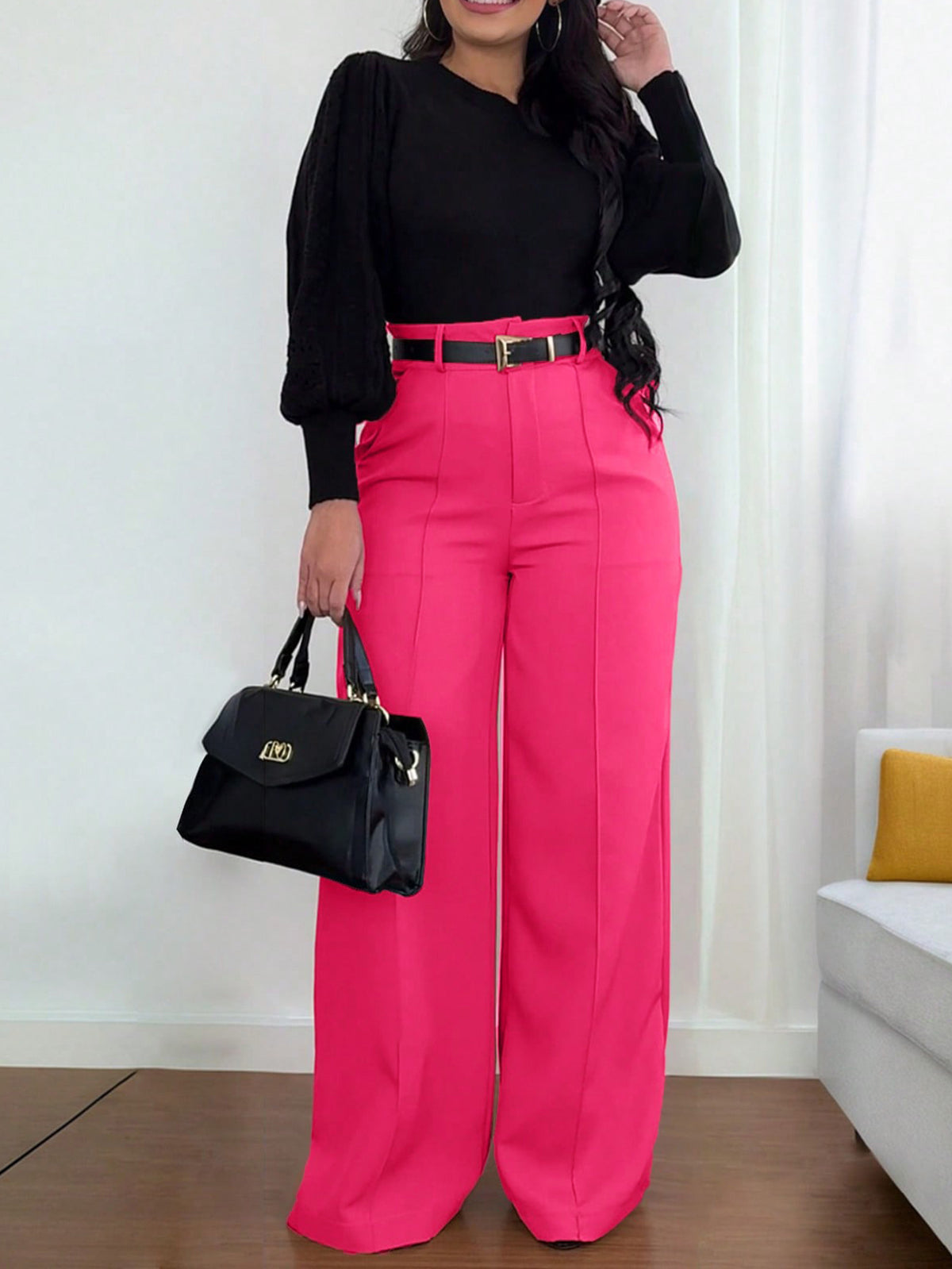 High Waist Straight Leg Pants