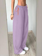 Elastic Waist Cargo Wide Leg Pants