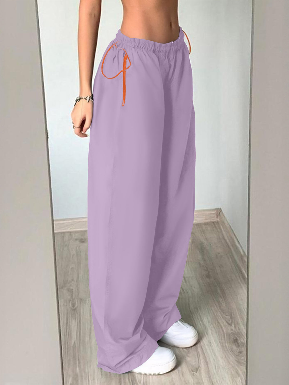 Elastic Waist Cargo Wide Leg Pants