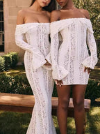 Off Shoulder Lace Maxi Dress