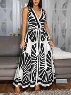 Boho Print Cross Back Maxi Dress