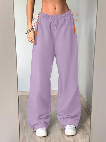 Elastic Waist Cargo Wide Leg Pants