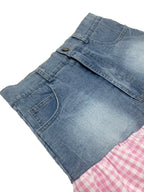 Bow Tie Print Top Denim Plaid Wide-Leg Pants Sets