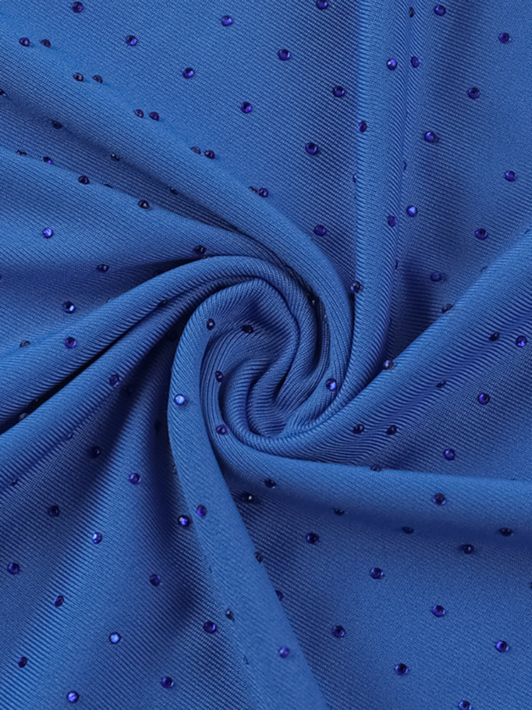 Long Sleeve Mesh Rhinestone Dress