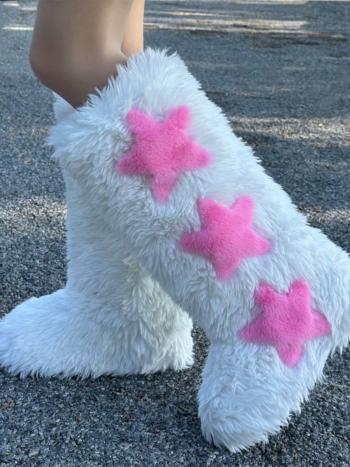 Star Print Fur Bootss