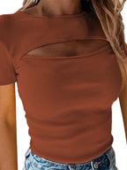 Hollow Out Ribbed Knit Top