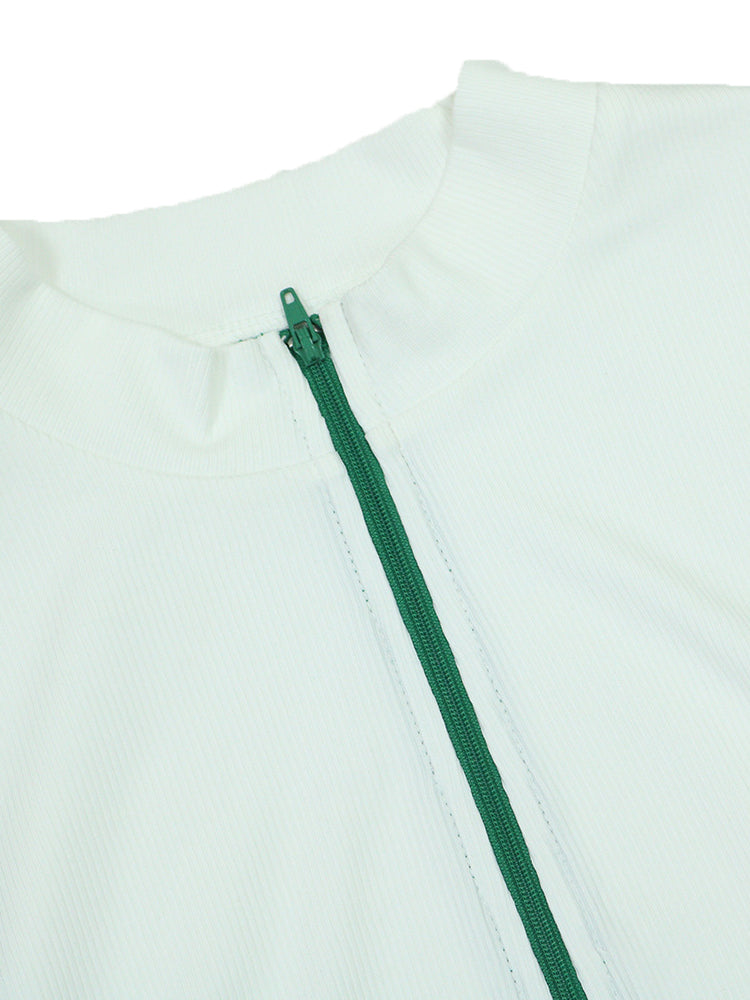 Sleeveless Zip-Up Crop Top Pleated Skirt Set