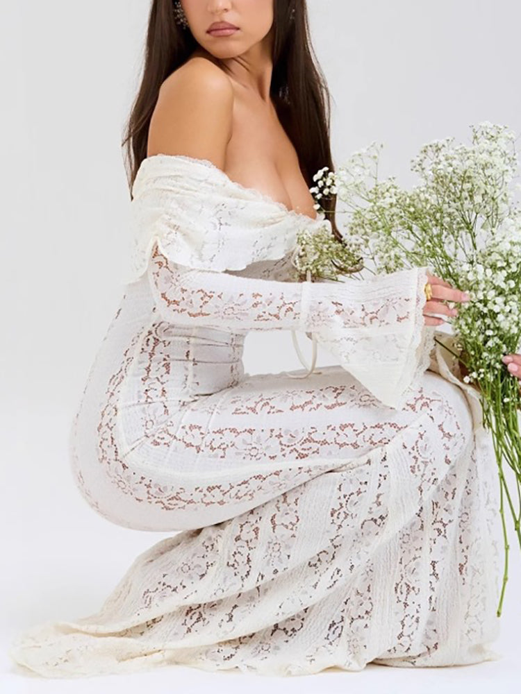 Off Shoulder Lace Maxi Dress