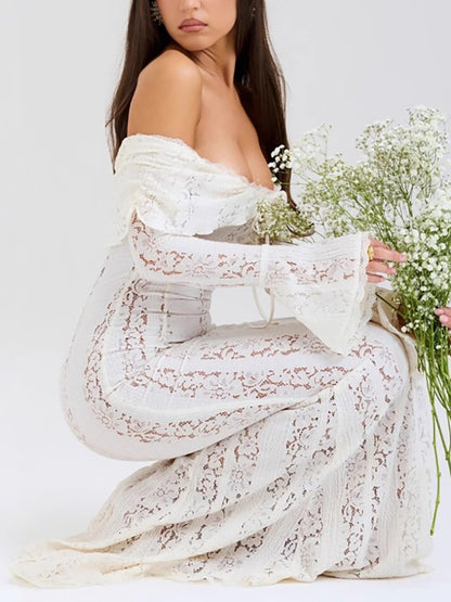 Off Shoulder Lace Maxi Dress