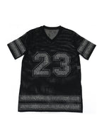Number Graphic Rhinestone Mesh T-Shirt Dress