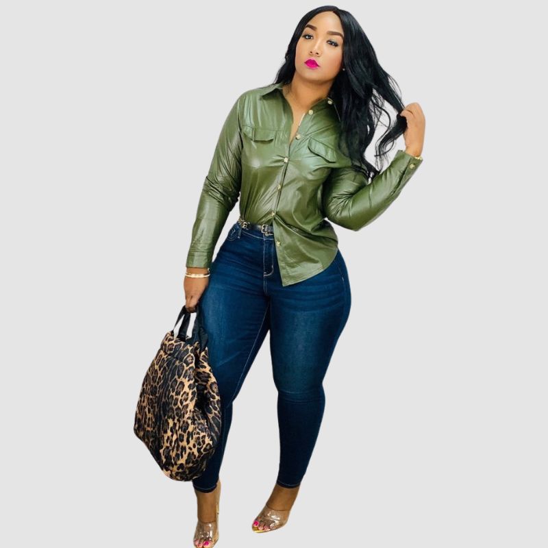 Camisas de PU de color liso