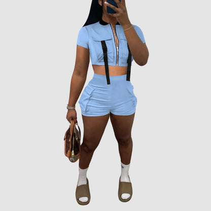 Conjunto cargo casual de color sólido