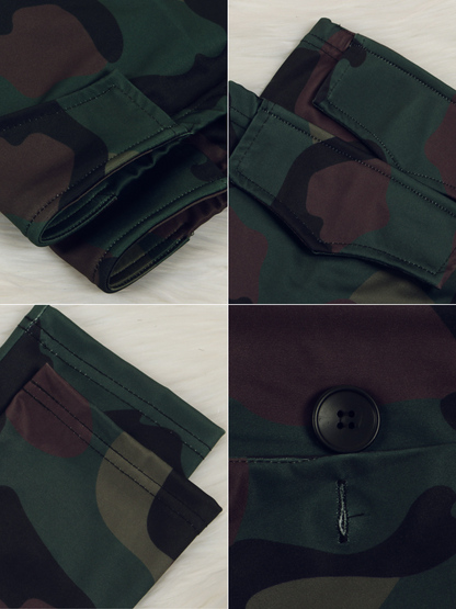 Conjuntos de chaqueta estampada de dos piezas y medias altas sin pies