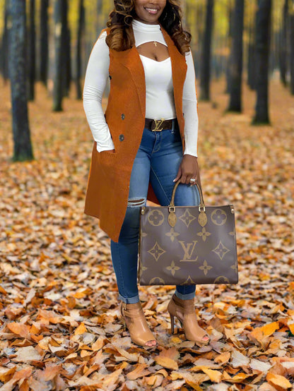 Chaquetas tipo chaleco con botones sin mangas y solapa de color liso