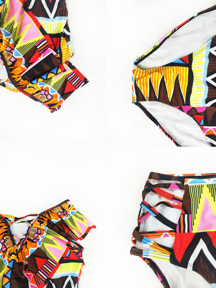 Trajes de baño de dos piezas con estampado de hombros descubiertos