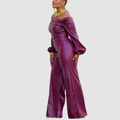 Conjunto de cuero de PU con hombros descubiertos