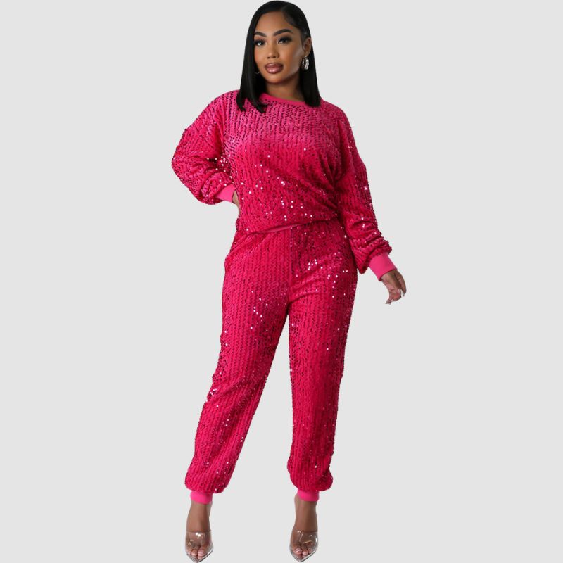 Conjunto de sudaderas y pantalones con purpurina