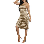 Spaghetti Strap Drawstring Ruched Dress