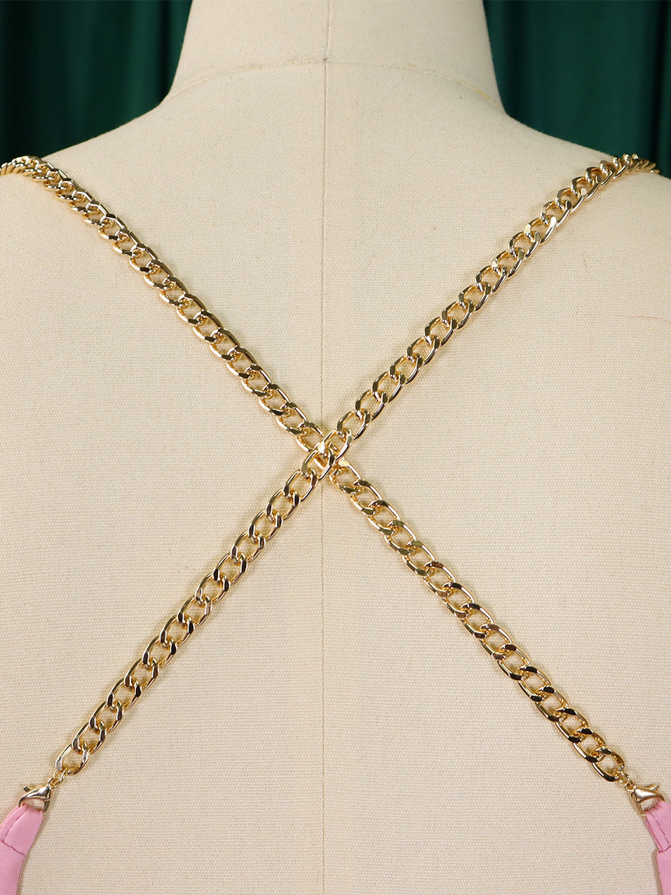 Chain Halter Backless Pleated Jumpsuit