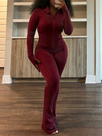 Two Pieces Sporty Fitted  Flare Pants Set