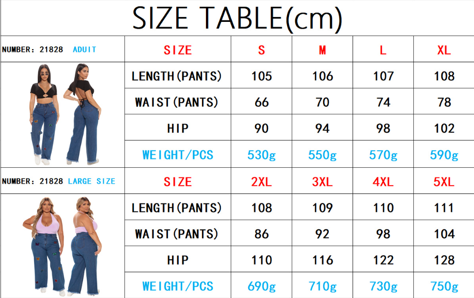 Vaqueros de pernera ancha con bordado de mariposas