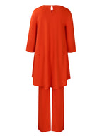 Asymmetric Hem Top Wide Leg Pants Set